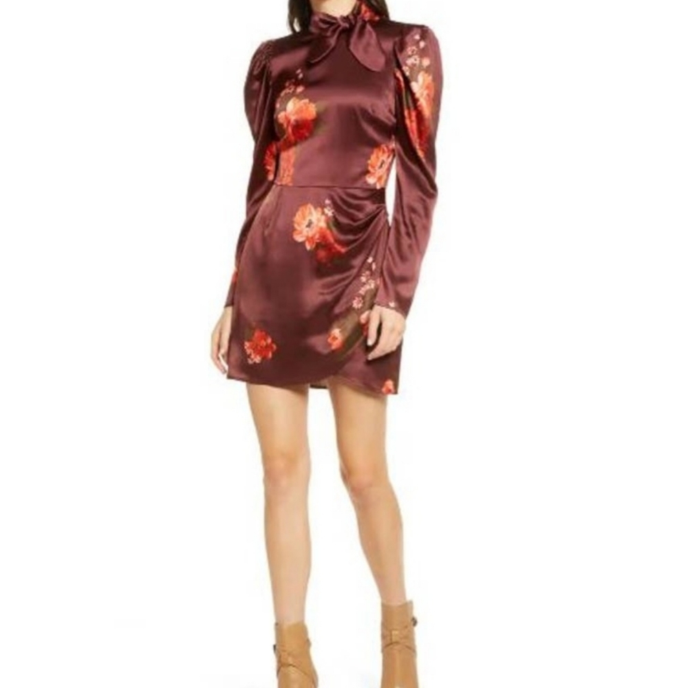 Reformation Livie silk burgundy mini dress 4 - Picture 5 of 8